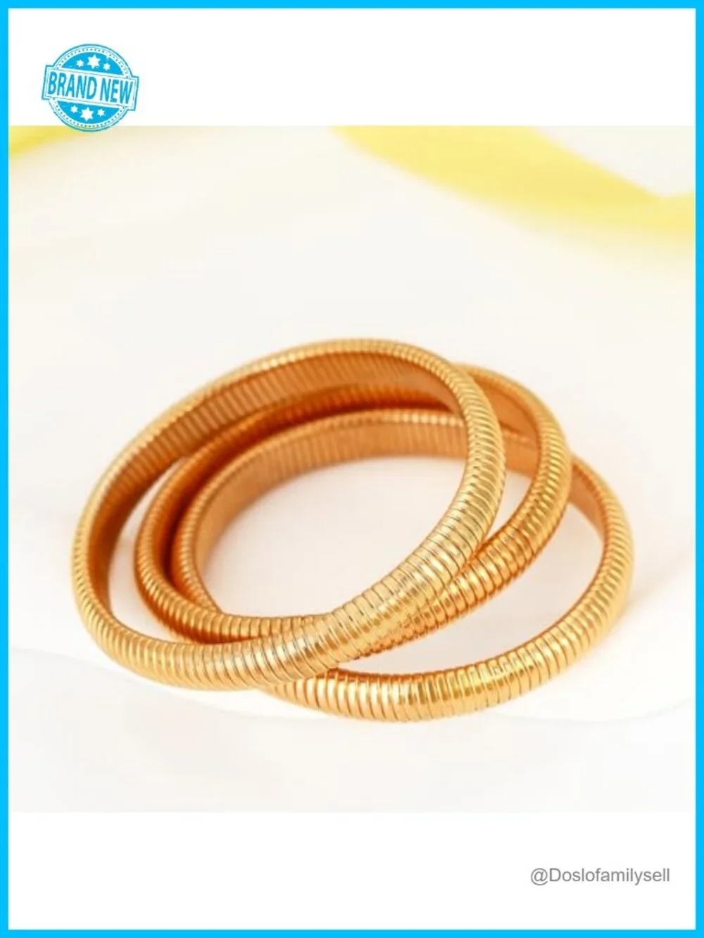 3pc Stretchy Snake Chain Bangle Bracelet Set Gold Filled Stainless Steel